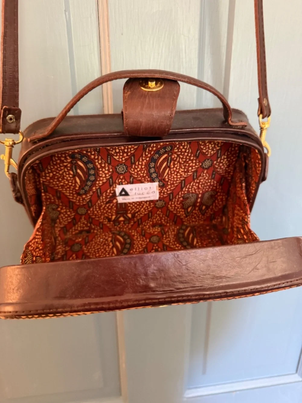 Elliott Lucca Woven Rattan Crossbody Bag Brown Tan
